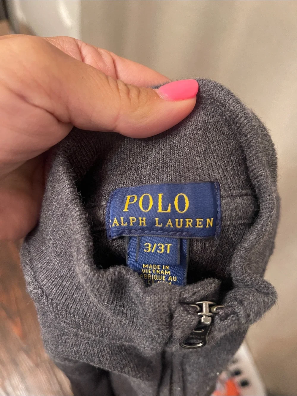 Ralph Lauren Toddler Charcoal Zip-Up Mock Neck Sweater
